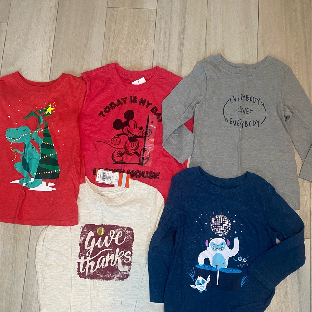 Cat & Jack boys or girls tee shirt long sleeve tops bundle 3t & 4t